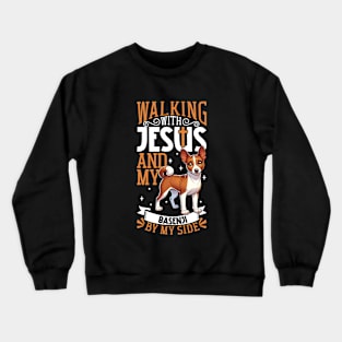 Jesus and dog - Basenji Crewneck Sweatshirt